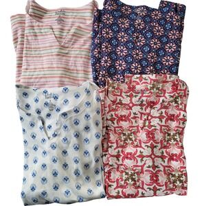 Lot of 4 Croft & Barrow Womens 1X Cotton Short Sleeve Split V Neck Knit Tops Tee